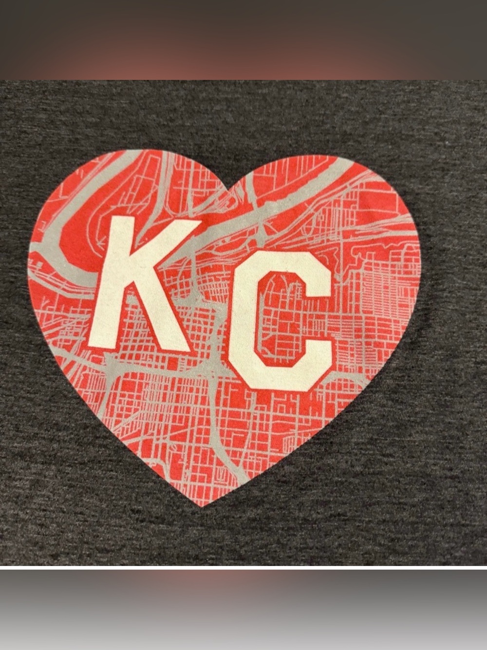 Charlie Hustle KC Heart Street Map Graphic Red And Gray XL
